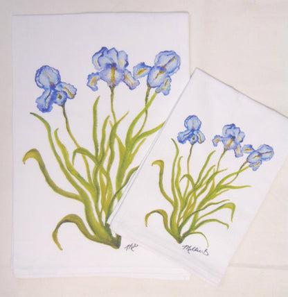 Limited Edition Watercolor Purple Iris Flour Sack Napkins