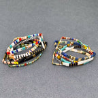 Boho Glass & Hematite Beaded TILA Beads Stretch Bracelet -BJ
