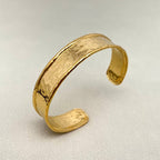 Hammered Texture 18K Gold Plated Stainless Steel Cuff - FGS