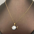 Pearl Fish Charm Necklace
