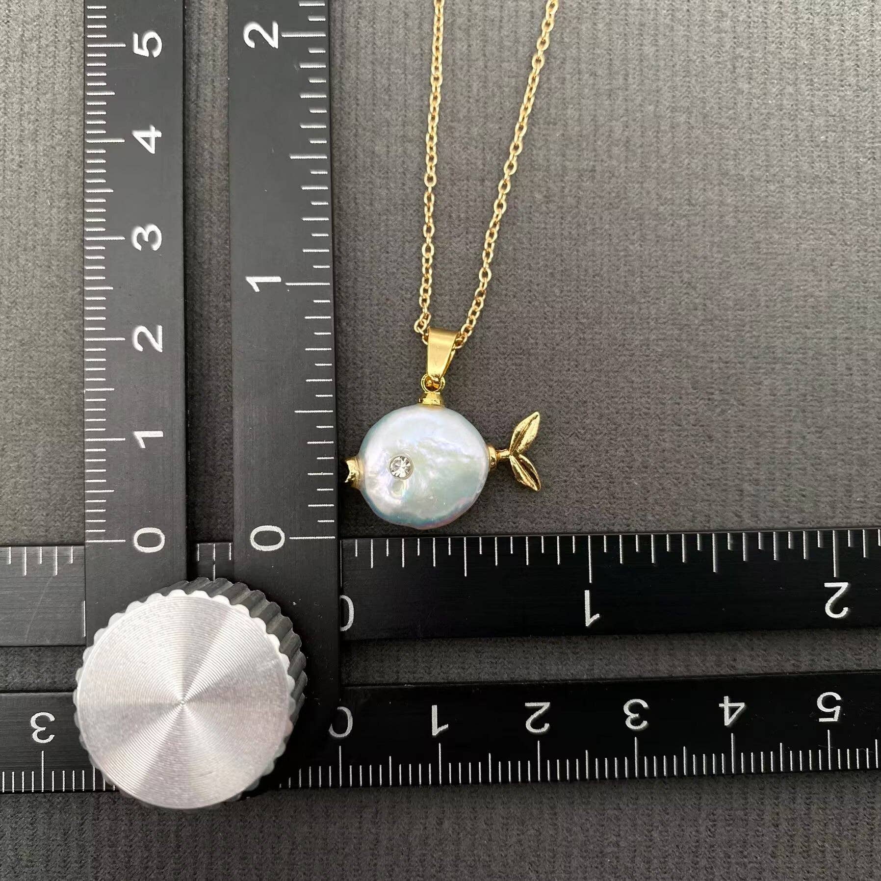 Pearl Fish Charm Necklace