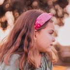 Kids Knot Headband - Gold Heart Stud Velvet