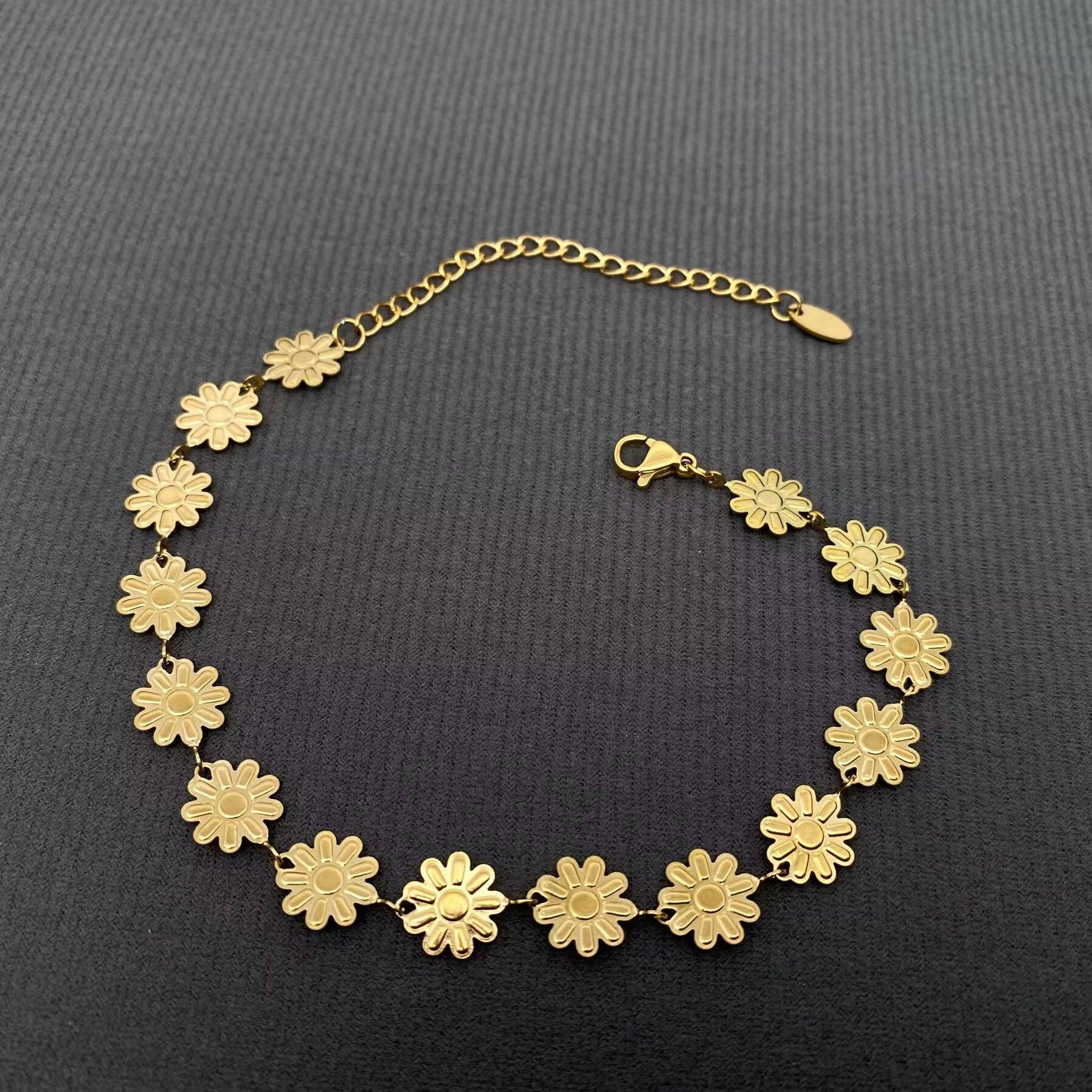 18K Gold Plated S.Steel Enamel Daisy Linked Bracelet - FGS