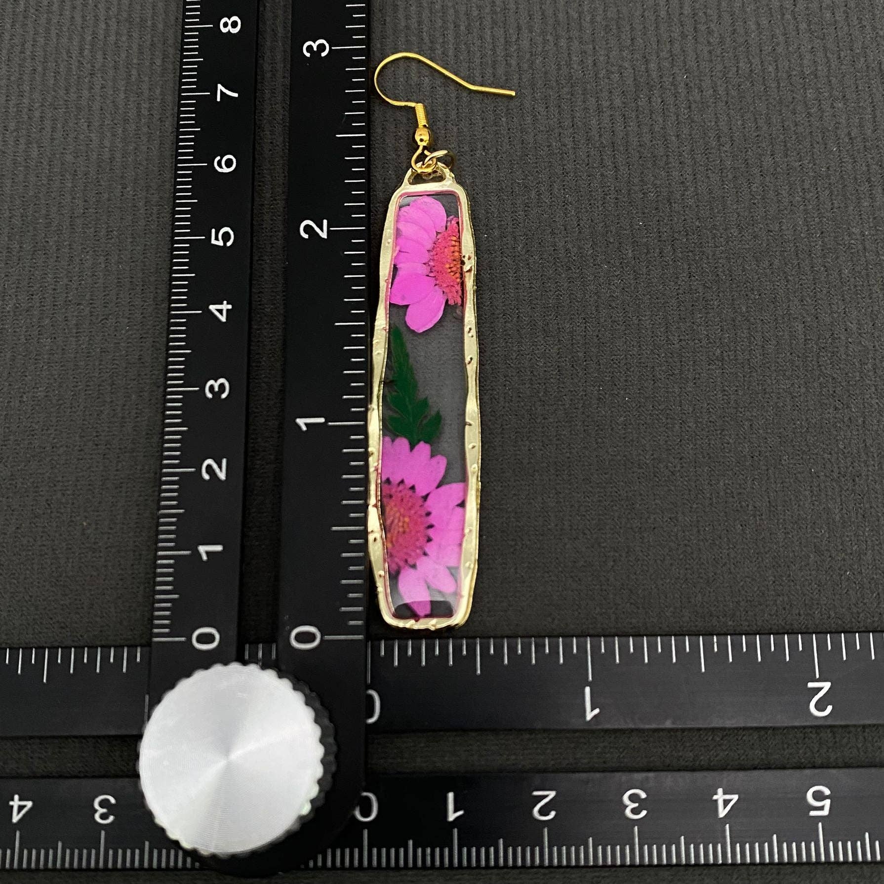 Pressed Dried Flower Long Rectangular Dangle Earrings - PDF