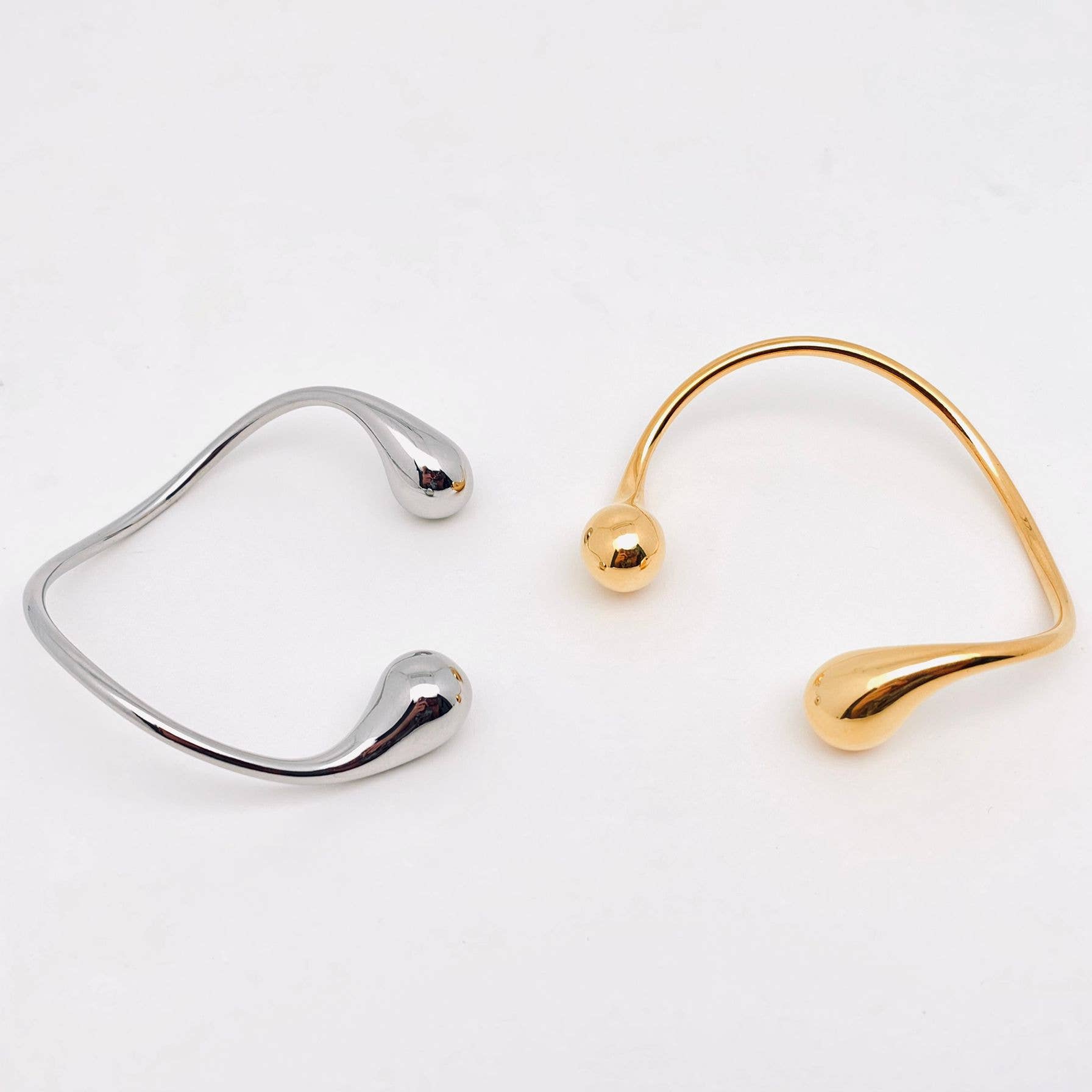 Double Drops 18K Gold Plated Stainless Steel Bangle - FGS