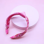 Kids Knot Headband - Gold Heart Stud Velvet