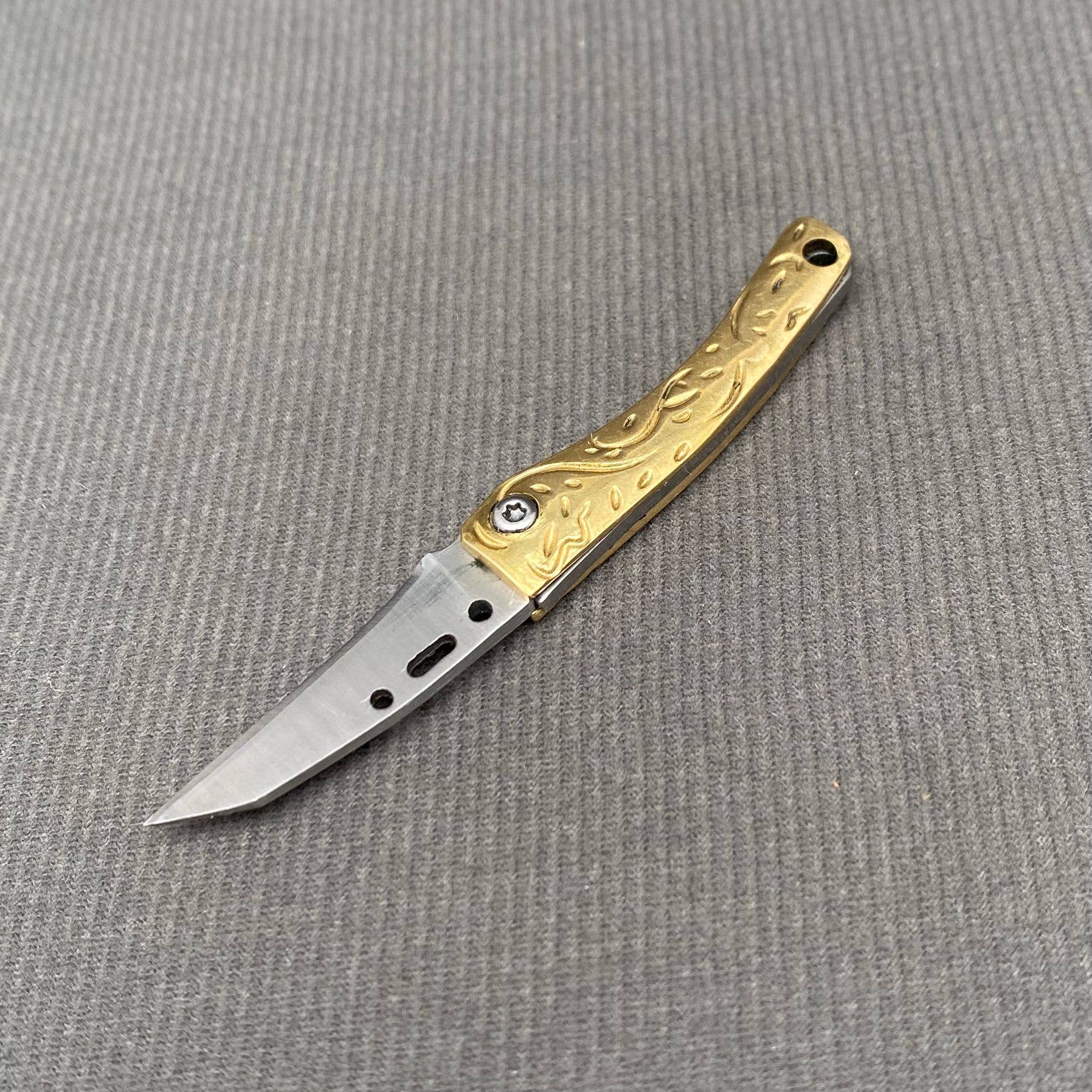 Portable Brass Handle Foldable Stainless Steel Knife