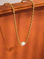 Vigne 18K Gold Non-Tarnish Pearl Ball Chain Necklace