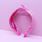 Kids Knot Headband - Gold Heart Stud Velvet