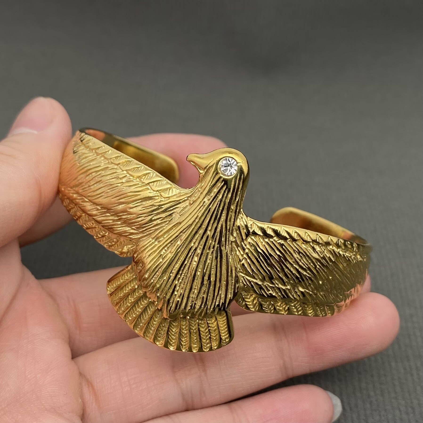 Egyptian Divine Bird 18K Gold Plated S.Steel Cuff - FGS
