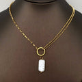 Imitation Baroque Pearl Charm18K Golden SS Necklace - FGS