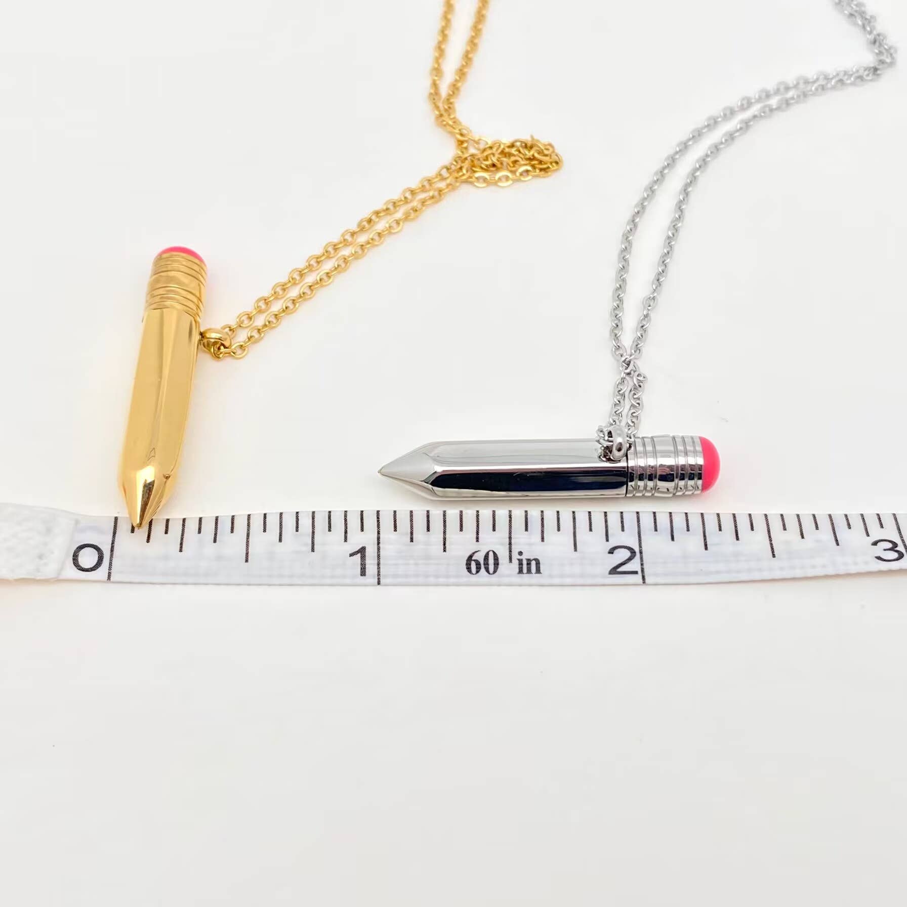 Openable Pencil Stainless Steel Pendant Necklace - FGS