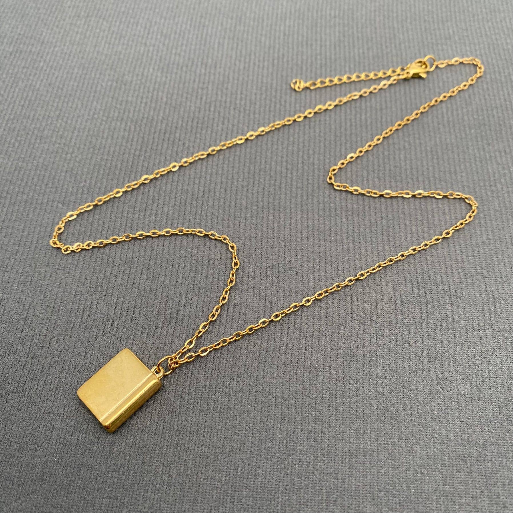 Multi Style Enamel Book 18K Golden S.Steel Necklace - FGS