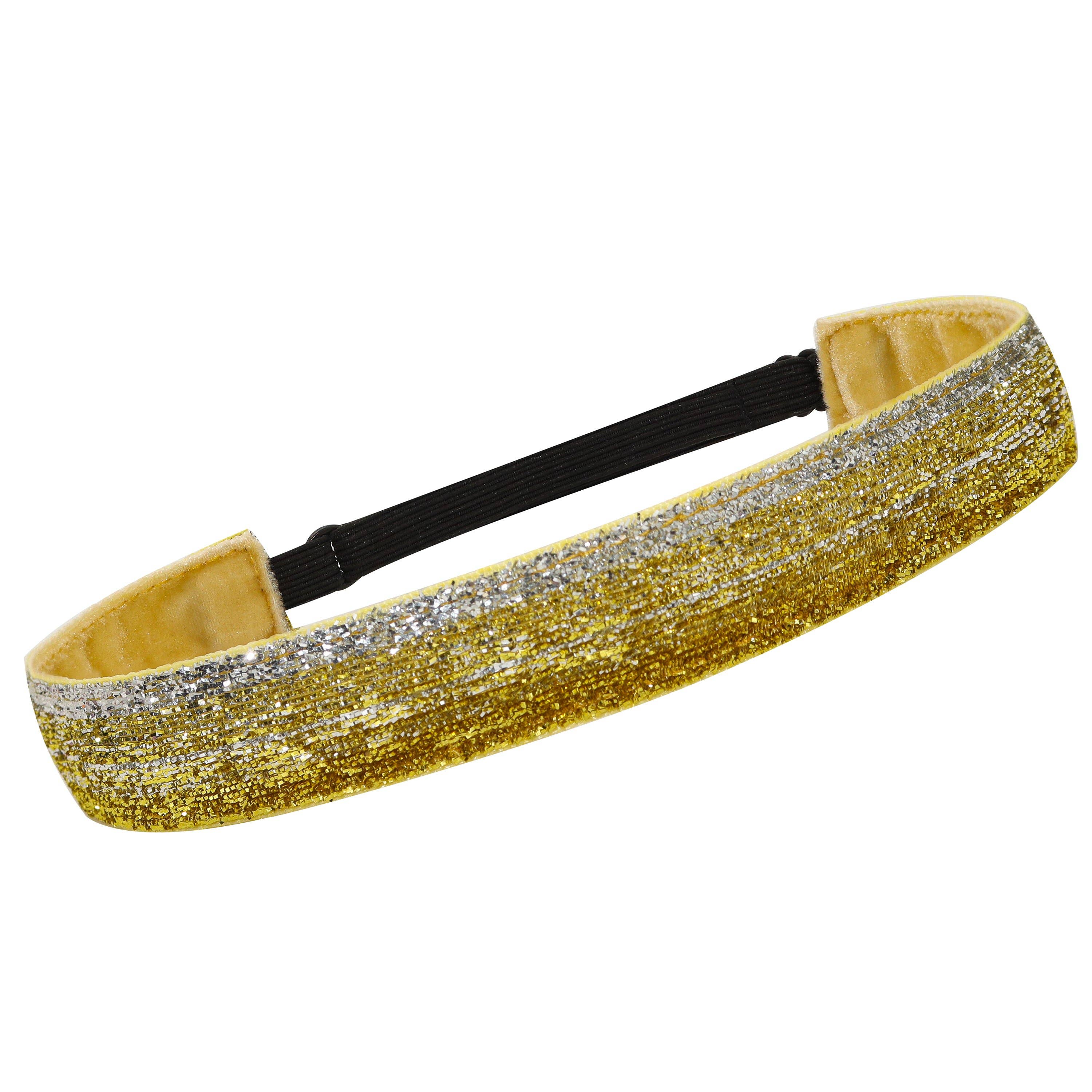 Adjustable No Slip Glitter Headband - Silver & Gold