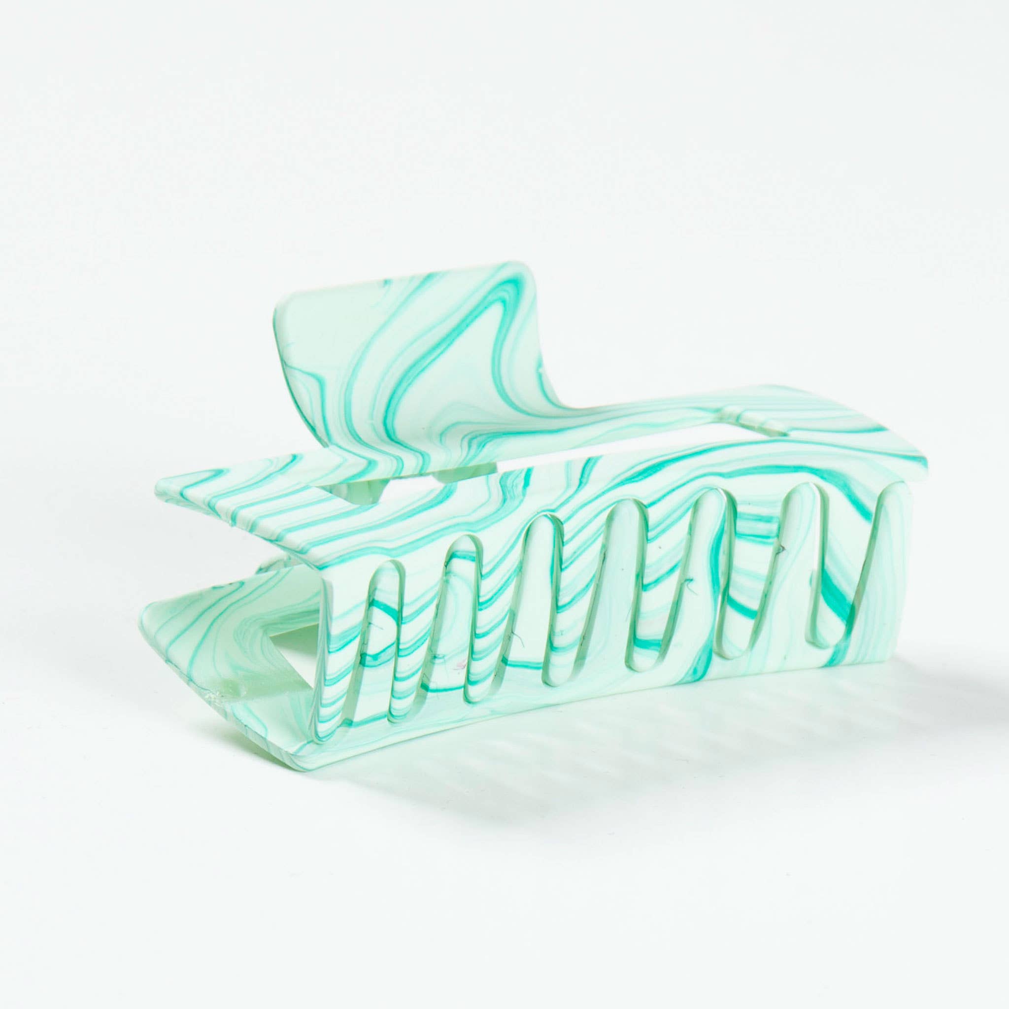 Mint Marble Claw Hair Clip