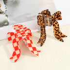 Stylish Checkered/Leopard/Glittery Bow-Shaped Hair Claw