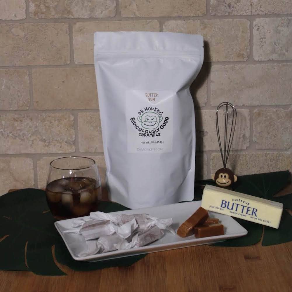 Dr. Monkey's Butter Rum Caramels: 1/4 lb bag