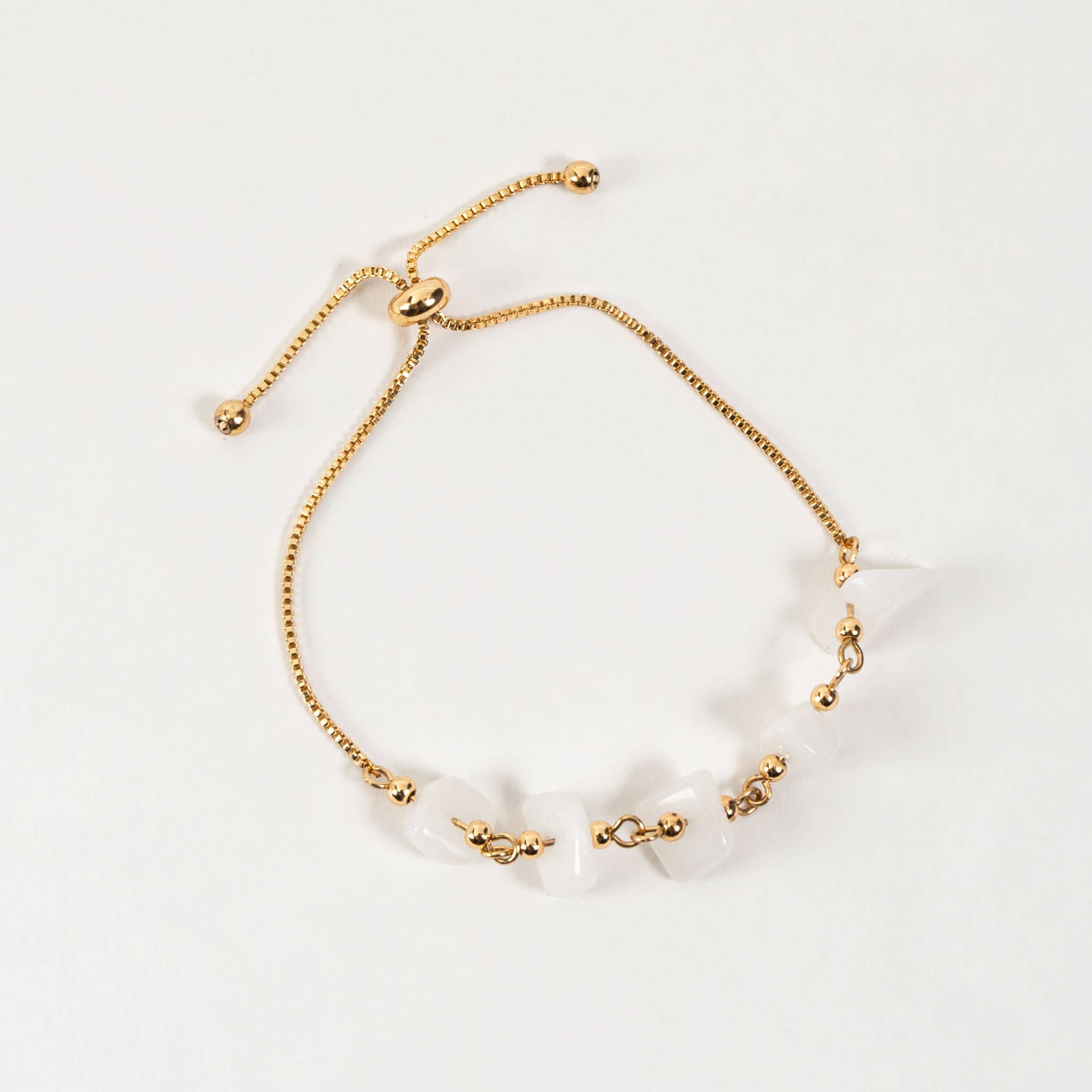 White Crystal Stone Bolo Bracelet