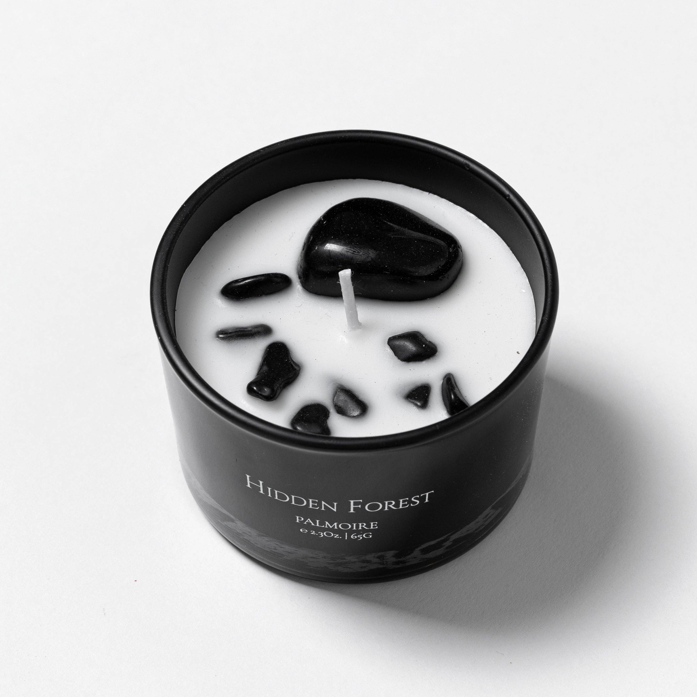 Hidden Forest Soy Wax Candle with gemstones [vanilla/rosewood/sandalwood]