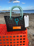 Mini Market Tote Bag ~ utility line aqua
