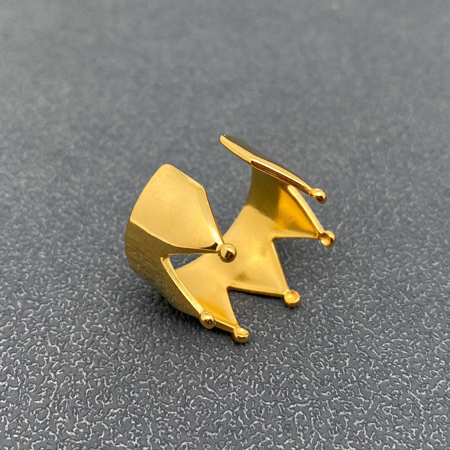 18K Gold Plated Stainless Steel Crown Adjustable Ring - FGS