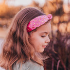 Kids Knot Headband - Gold Heart Stud Velvet