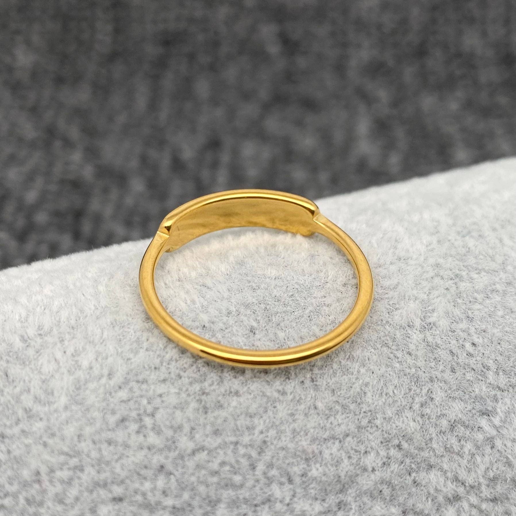 Curved Shell 18K Gold Plated Stainless Steel Fine Ring - FGS