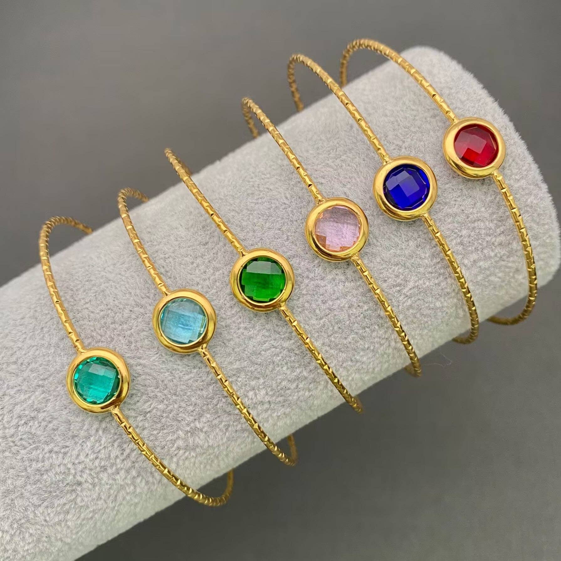 Multicolor Glass Crystal 18K Gold Plated S.Steel Cuff - FGS