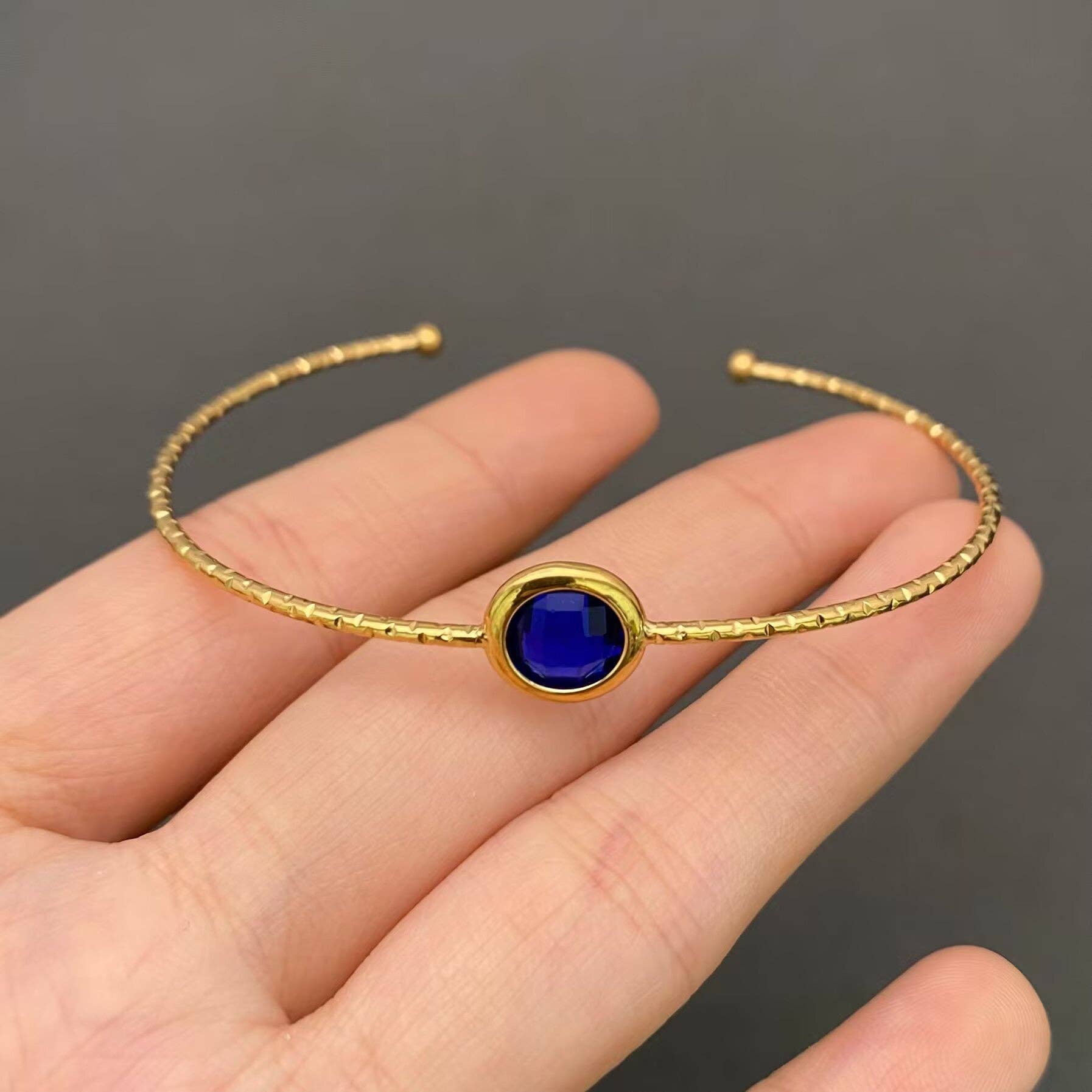 Multicolor Glass Crystal 18K Gold Plated S.Steel Cuff - FGS