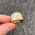 Inlaid Bar Shell 18K Gold Plated Stainless Steel Ring - FGS