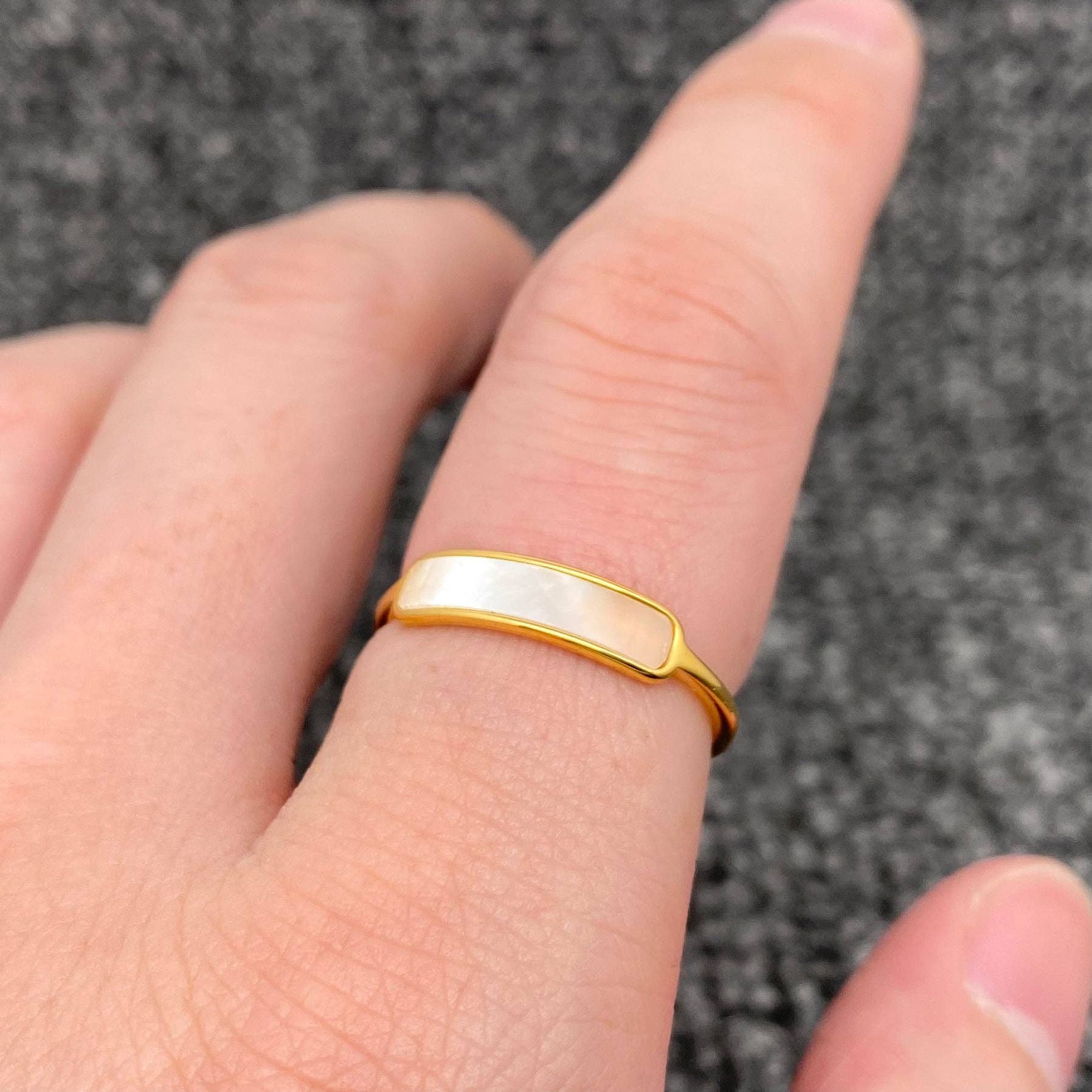 Curved Shell 18K Gold Plated Stainless Steel Fine Ring - FGS
