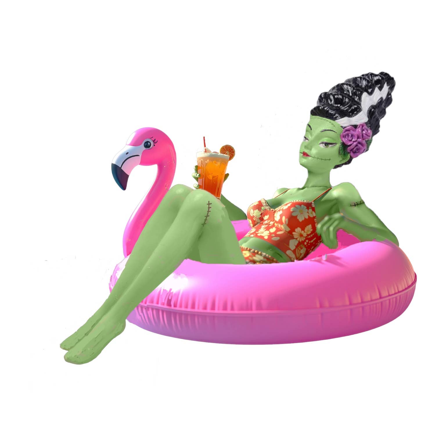 12" Monster Bride in Flamingo Float Summerween Decor