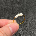 Pearl Beaded 18K Gold Plated Stainless Steel Fine Ring - FGS