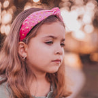 Kids Knot Headband - Gold Heart Stud Velvet