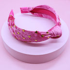 Kids Knot Headband - Gold Heart Stud Velvet