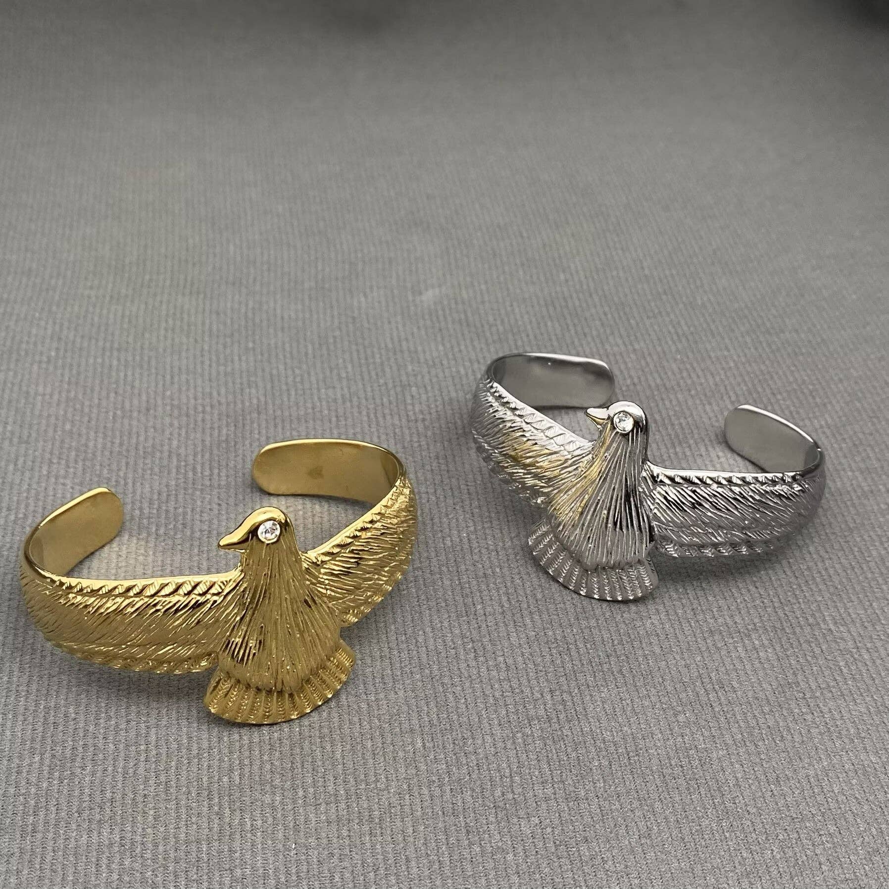 Egyptian Divine Bird 18K Gold Plated S.Steel Cuff - FGS