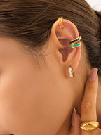 Etta 18K Non-Tarnish Colored Hoop Earring: Black