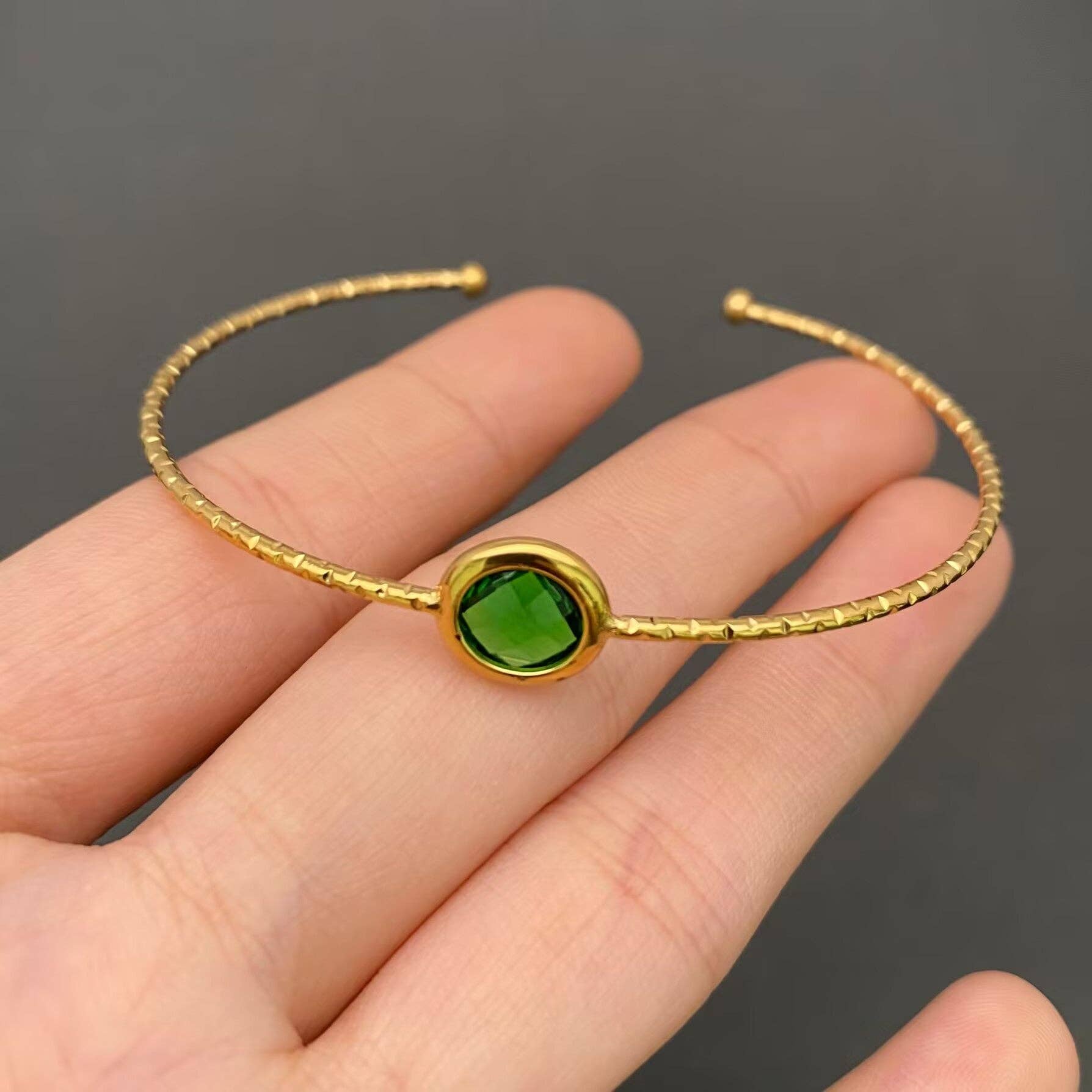 Multicolor Glass Crystal 18K Gold Plated S.Steel Cuff - FGS