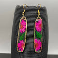 Pressed Dried Flower Long Rectangular Dangle Earrings - PDF