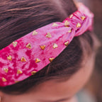 Kids Knot Headband - Gold Heart Stud Velvet