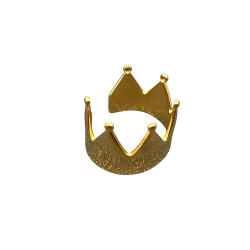 18K Gold Plated Stainless Steel Crown Adjustable Ring - FGS