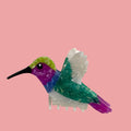 Decorative hairclip  with a colorful hummingbird design.