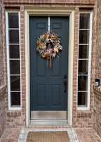 Neutral Fall Wreath with Berries & Gold Velvet Ribbon