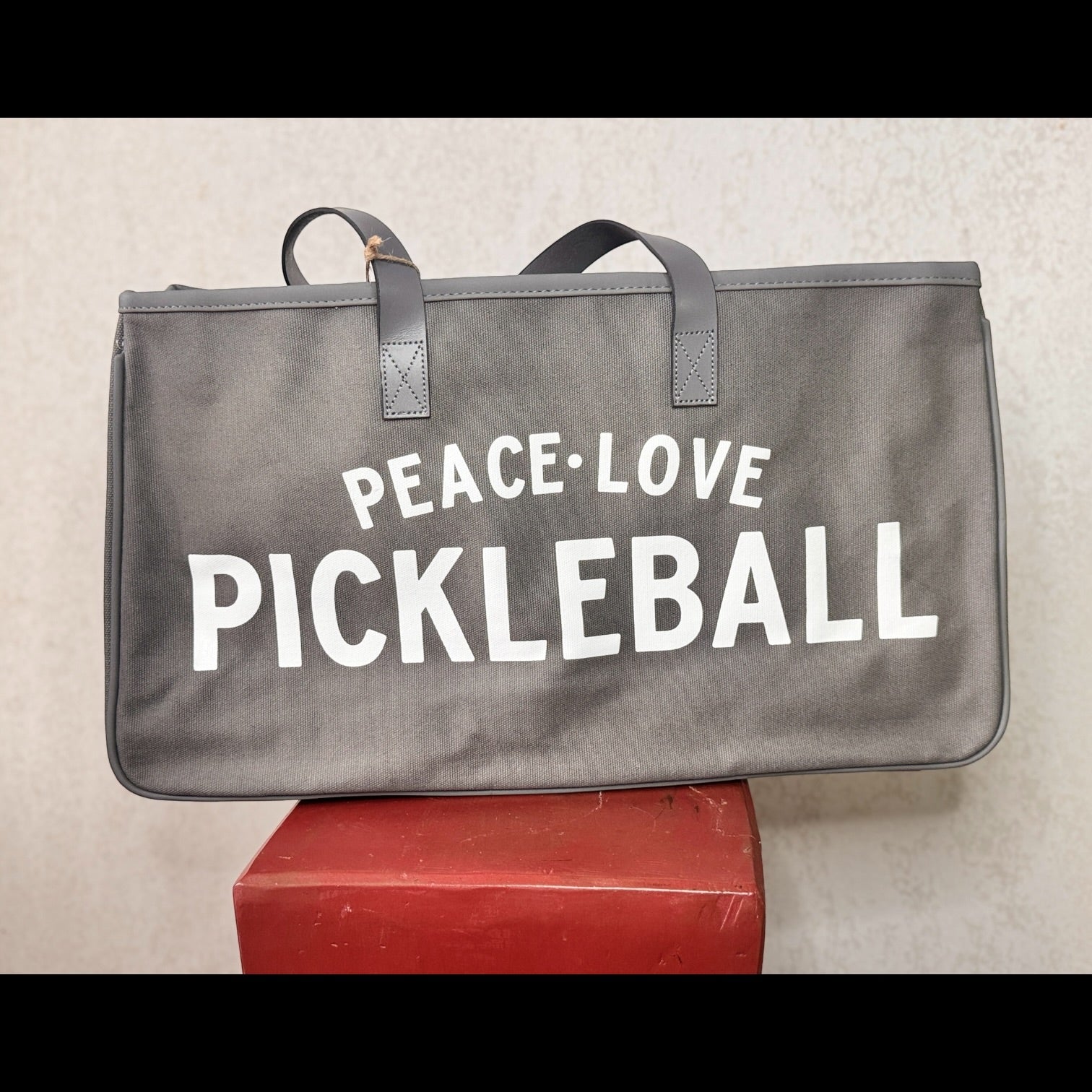 Peace Love Pickleball canvas & leather bag