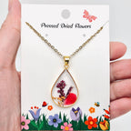 Genuine Pressed Dried Flower Floral Charm Necklace - PDF