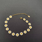 Enamel Daisy Linked Bracelet