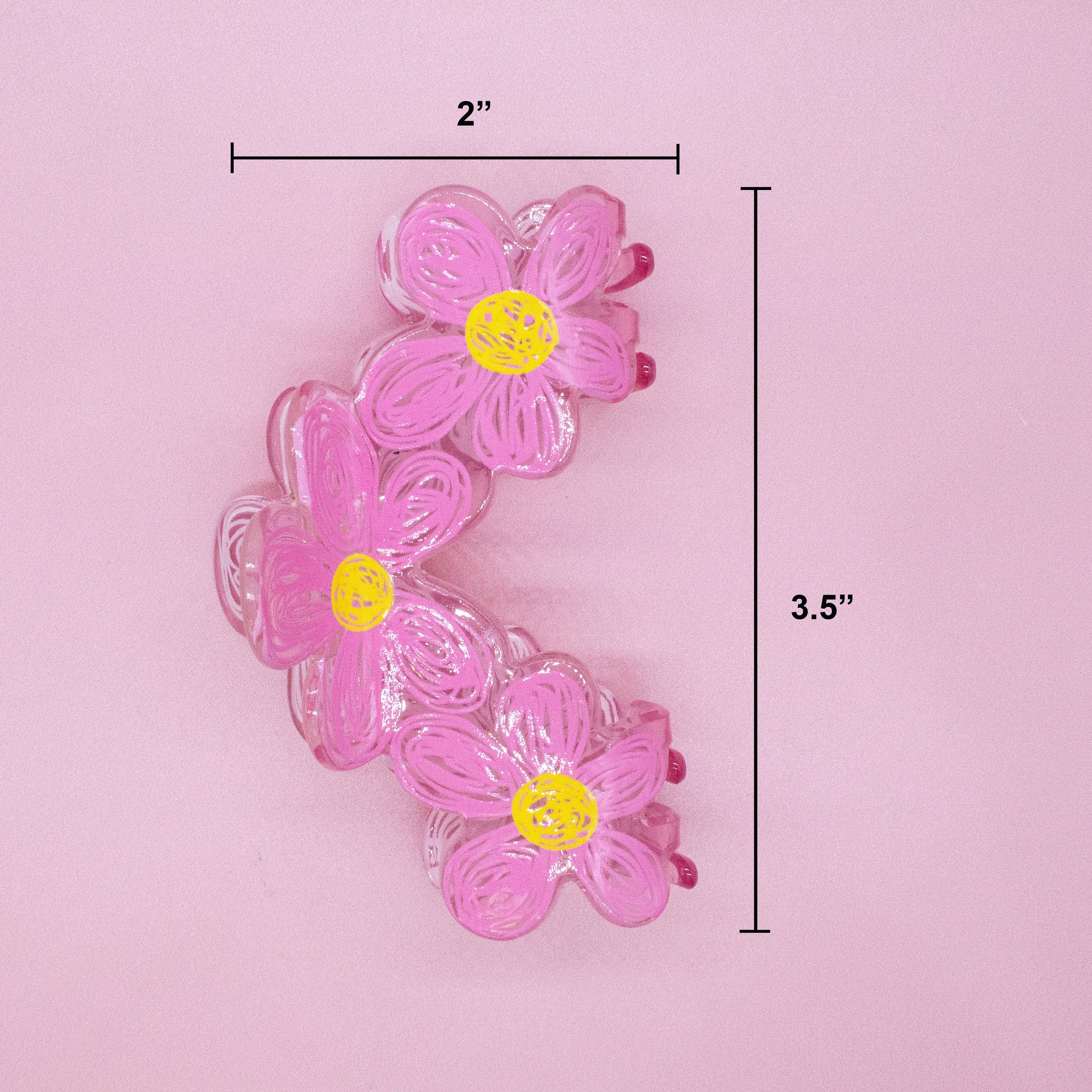 Pink Flower Hair Claw Clip