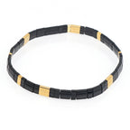 Boho Glass & Hematite Beaded TILA Beads Stretch Bracelet -BJ