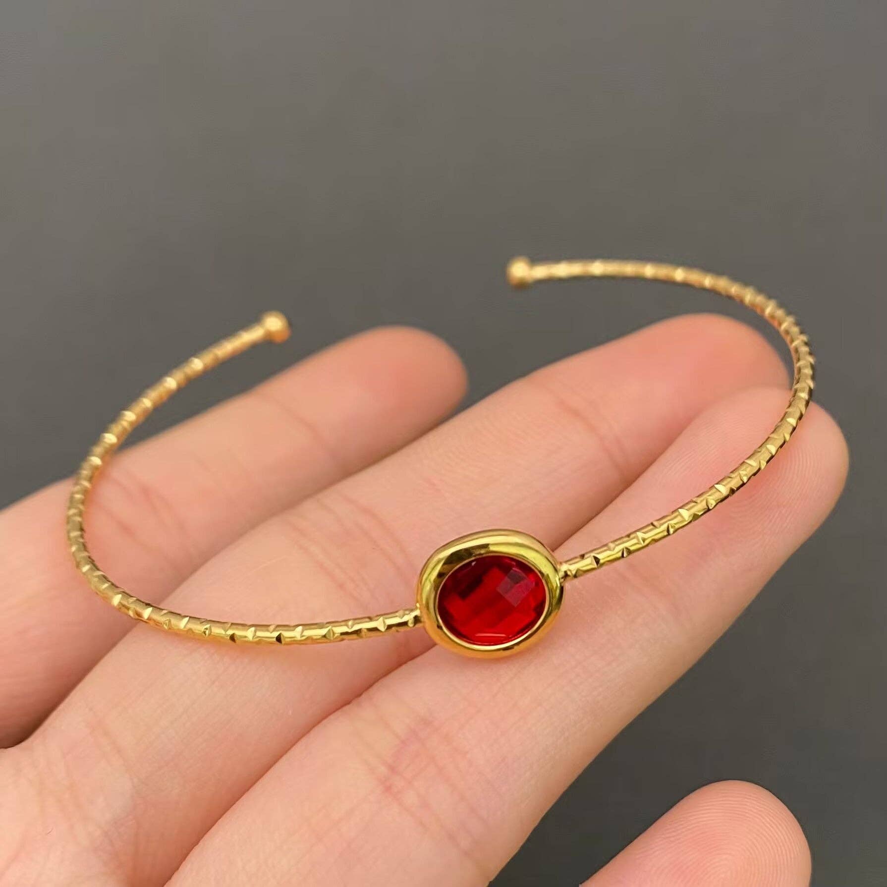 Multicolor Glass Crystal 18K Gold Plated S.Steel Cuff - FGS