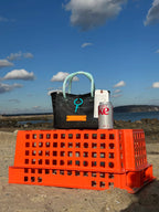 Mini Market Tote Oyster Bag -utility line aqua